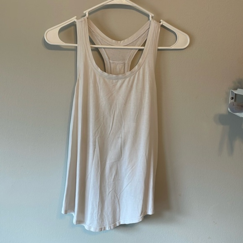 Lululemon Pleated Love Tank Top ~Sz 4 White Relaxed Fit Neutral Oversized 406